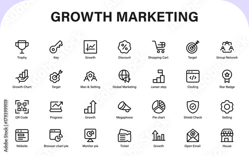 Growth Marketing icons set. Business, data analytics, Business thin line icon collection.