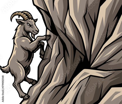 agile mountain goat defies gravity, ascending craggy peaks with unwavering determination, isolated on transparent background