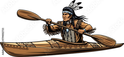 ancestral journey a mighty paddlers focused expedition of strength and tradition, isolated on transparent background