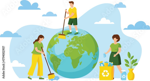 Passionate people actively cleaning the Earth, promoting global eco responsibility and sustainable future with recycling efforts