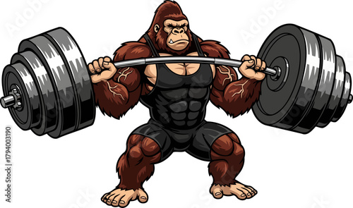 beast mode activation resolute gorilla lifts immense weight, symbolizing ultimate fitness goals, isolated on transparent background