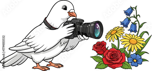 charming bird photographer expertly composes a picture of freshly bloomed nature, isolated on transparent background