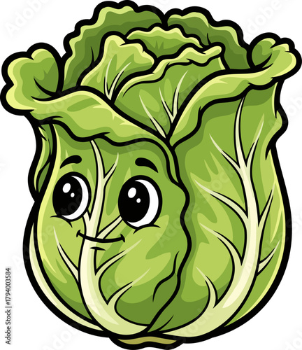 charming lettuce buddy wears a bright smile, symbolizing pure, crisp vitality, isolated on transparent background