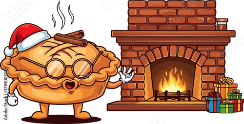charming holiday pie spreads warmth, welcoming festive season by the cozy fire, isolated on transparent background