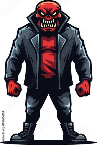 crimson skull general commands attention, unleashing an unstoppable aura of power, isolated on transparent background