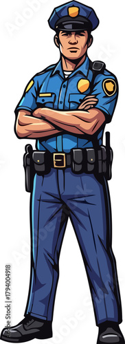 dedicated law enforcement officer stands guard, ensuring community safety and order, isolated on transparent background