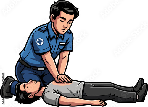 dedicated paramedic delivers essential resuscitation, bringing hope and immediate medical assistance, isolated on transparent background