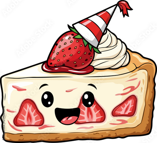 delightful dessert slice celebrates joyful occasions with sweet strawberry charm, isolated on transparent background