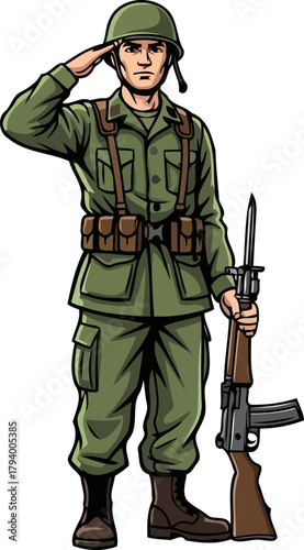 dutys call answered resolute soldier salutes with honor, prepared for any mission, isolated on transparent background