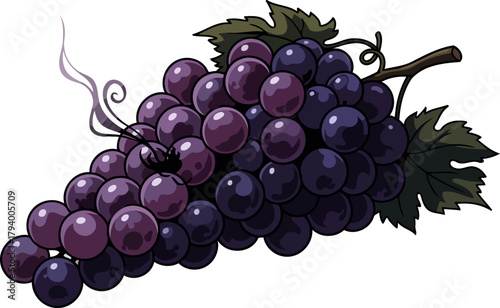 enchanted grape cluster unveils a whispering shadows dark allure, isolated on transparent background