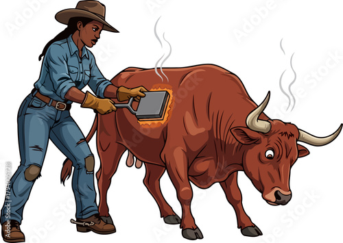 empowering her herd ranchers expertise shapes identity and future on the range, isolated on transparent background