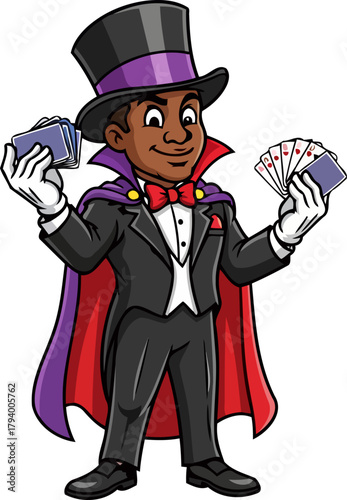 enchanting stage wizard delights audiences with masterful cardistry and astonishing feats, isolated on transparent background