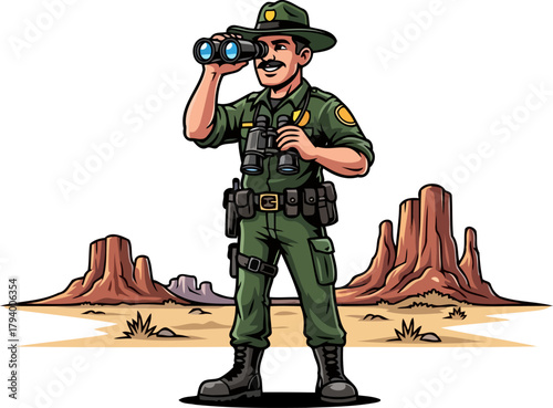 frontier guardian rangers watchful gaze protects remote vistas and guides adventures, isolated on transparent background