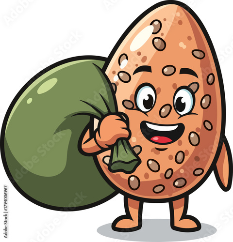 happy nut characters big haul bringing home abundance and wealth, isolated on transparent background