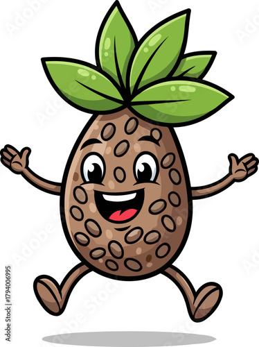 happy tropical sprout leaps with pure glee and lively botanical spirit, isolated on transparent background