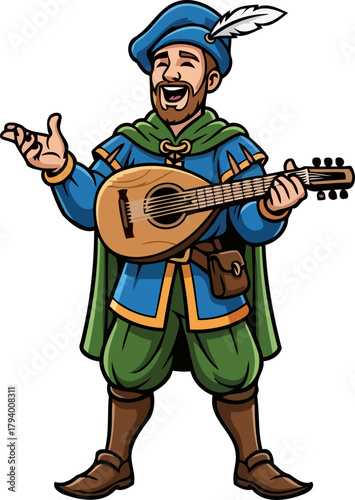 merry minstrels song fills the air with ancient folk tunes and heartfelt laughter, isolated on transparent background