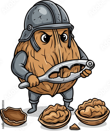 mighty walnut crusader breaks through challenges, unleashing natures delicious and nutritious treasures, isolated on transparent background