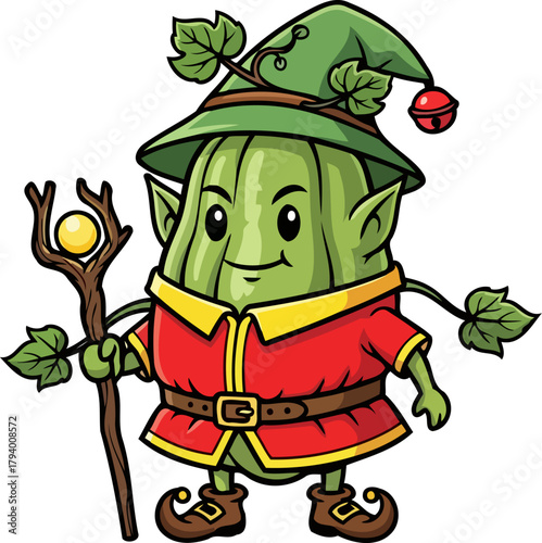 mystical plant sage conjuring verdant wonders, spreading joy with ancient woodland charms, isolated on transparent background