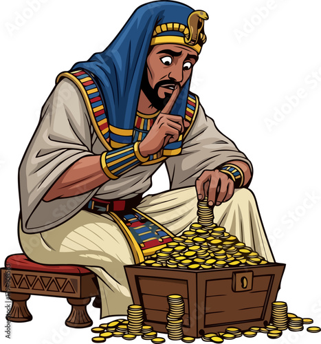 mysterious pharaoh silently guards boundless gold, a wealth untold, isolated on transparent background
