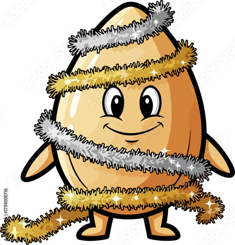 nutty buddy sparkles bright, wrapped in festive garlands for holiday delight, isolated on transparent background