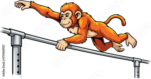 playful primates dynamic bar routine showcases boundless energy and acrobatic skill, isolated on transparent background