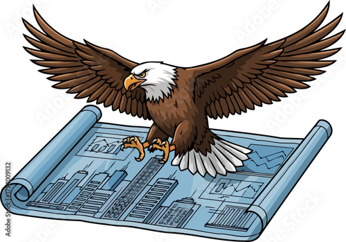 powerful eagles strategic vision guides blueprint for future urban development, isolated on transparent background