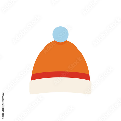 Vector illustration of orange winter hat with pom pom