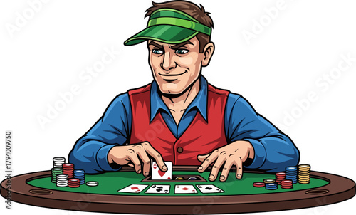 sharpwitted gambler holds his winning hand, a calculated smile on his face, isolated on transparent background
