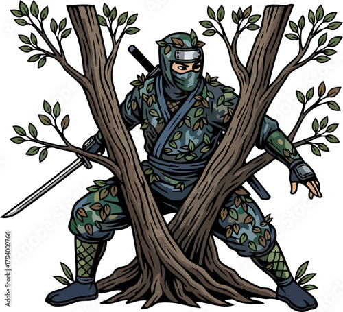 silent forest sentinel masterfully uses camouflage for ultimate stealth and strategy, isolated on transparent background