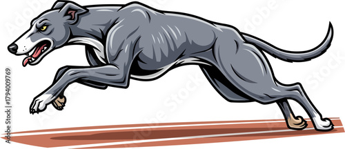sleek greyhound captures pure motion, racing with unyielding spirit and graceful speed, isolated on transparent background