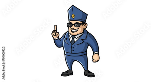 smiling officer presents a clear directive with confident, helpful authority, isolated on transparent background