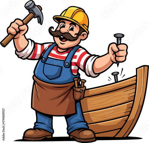 smiling master carpenter builds with purpose, laying foundations for future adventures, isolated on transparent background