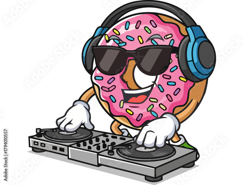 sweet sprinkled donut drops beats, mixing groovy tunes with sugary delight, isolated on transparent background