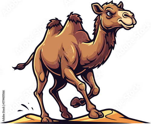 unstoppable desert strider a fierce camel races with dynamic force across dunes, isolated on transparent background
