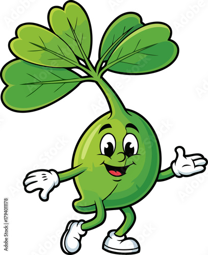 upbeat leafy sprite extends a warm invitation for growth and natural wellness, isolated on transparent background