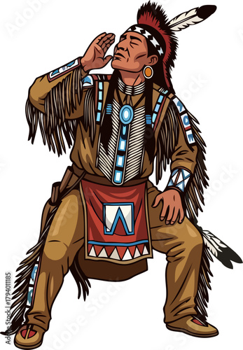 venerated tribal elders powerful echoing call across ancient lands and generations, isolated on transparent background