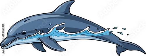 blue dolphin swimming in water clip art preview