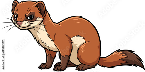 wilderness enigma a cunning weasels alert gaze explores its untamed world, isolated on transparent background
