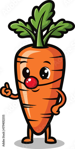winking carrot character with red nose offers a clever, engaging suggestion, isolated on transparent background
