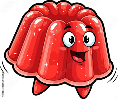 wobbly red gelatin jiggles with pure delight, a sweet and bouncy treat, isolated on transparent background