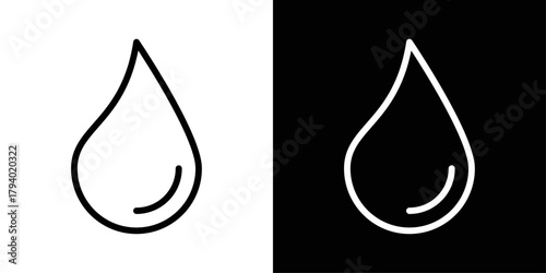 Water Drop icon in black and white stroke on background. Perfect for hydration apps, eco-water projects, weather graphics, and clean water awareness.
