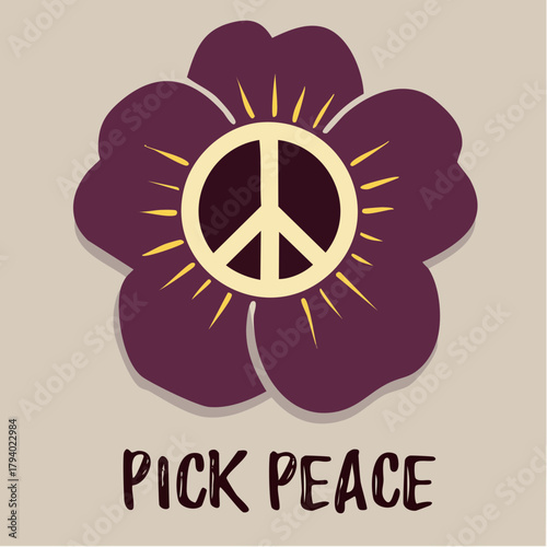 pick peace radiant bloom: retro peace-sign flower poster for mindful campaigns and merch