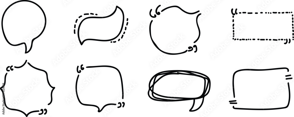 Fototapeta premium Doodle quote, speech bubbles, hand drawn scribble. 