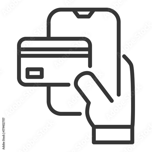 Mobile Payment Illustration with Outline Style Variation