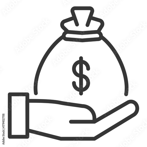 Money Bag Illustration with Outline Style Variation