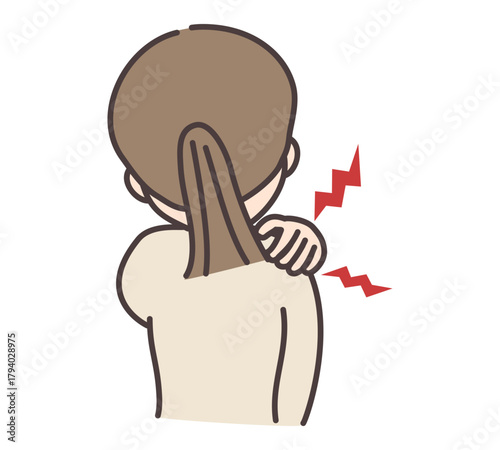 肩こりに悩む女性の後ろ姿