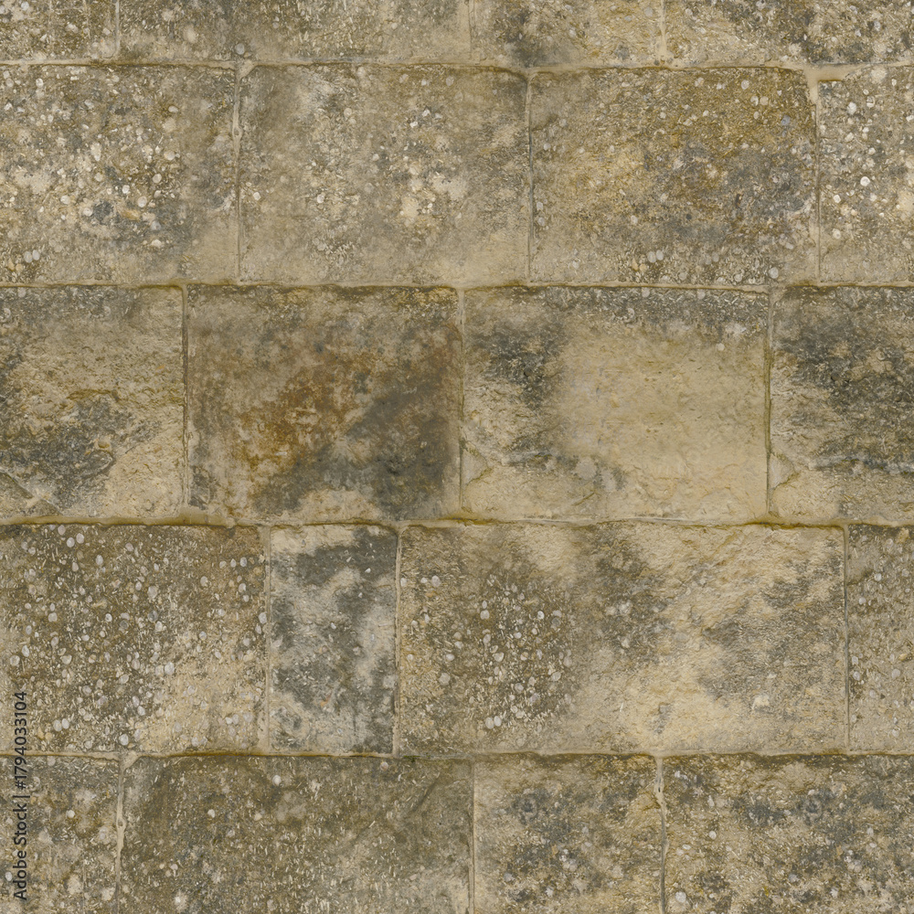 Fototapeta premium Weathered Rough Stone Block Seamless Texture for Medieval Architecture