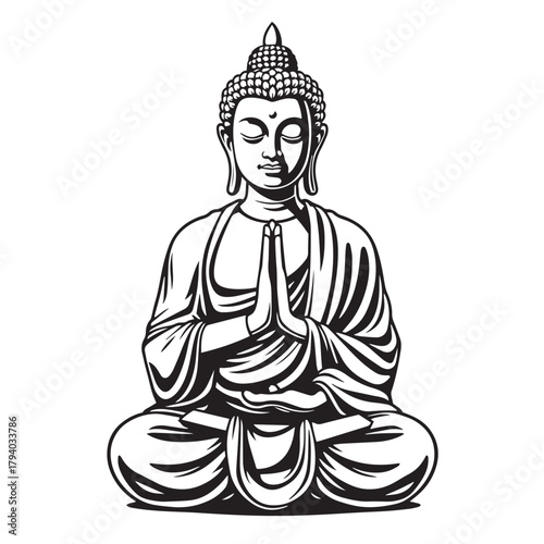 Buddha meditating in lotus position a symbol of peace and enlightenment logo vector.