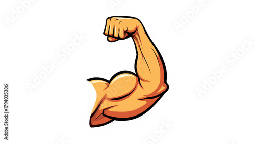 Cartoon bicep flexing arm illustration for strength and fitness