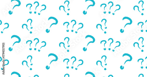 手描きのはてなパターン背景。ゆるいテイスト。クエスチョンマークのパターン背景。シンプル・ミニマル